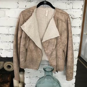 Faux Sherpa Lined Moto Jacket